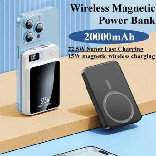 20000mAh Wireless Magnetic Power Bank - 20W Fast Charging for iPhone and Samsung