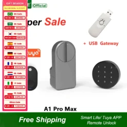 Smart Door Lock Set with Keypad, Fobs & Remote Unlock for Alexa and Google Assistant