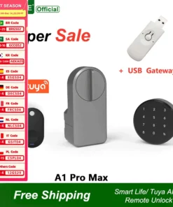 Raykube Smart Door Lock Set - Keypad, Fobs & Remote Unlock, Works with Alexa & Google Assistant