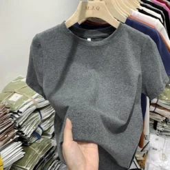 Alternative view of Cotton T-Shirt with Short Sleeves for Women - Y2K Sexy Spring Tee in White