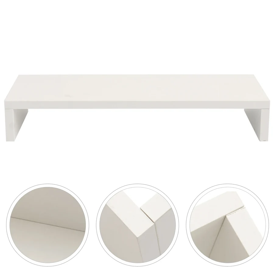 1pc Monitor Stand Riser White Computer Shelf Storage Rack Display Holder Screen Elevated Solid Wood Smooth Capacity - Image 2
