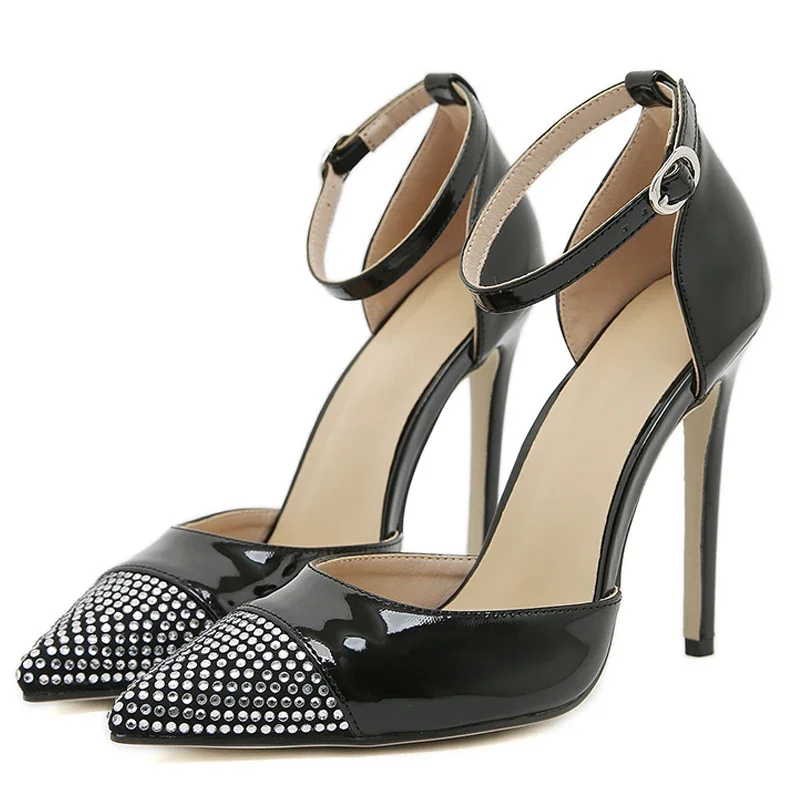 Aneikeh Summer CRYSTAL High Heel Women Pumps Shoes Fashion Shallow Patent Leather Elegant Wedding Party Shoes Zaptos Mujer - Image 5