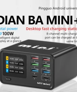 USB Charger Upoy Charging Station 8-Port USB Hub Organizer 100W Wireless for MacBook Pro Air DELL iPad, Samsung Galaxy Black