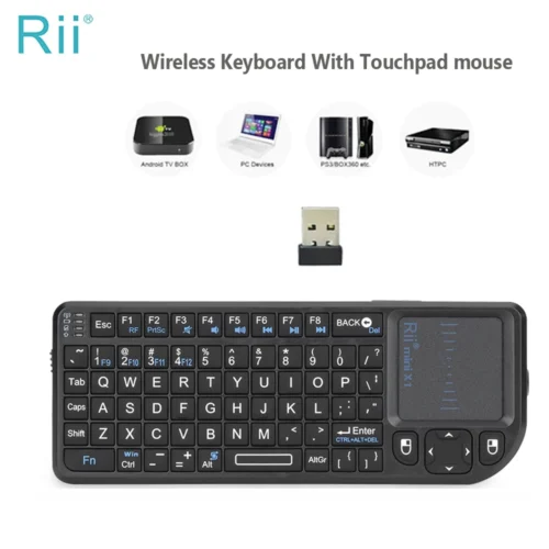 Rii X1 2.4GHz Mini Wireless Keyboard English/ES/FR Keyboards with TouchPad for Android TV Box/PC/Laptop