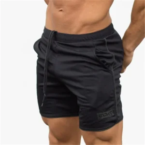 Men's Quick Dry Running Shorts with Breathable Mesh Panel for Comfort - black, M
