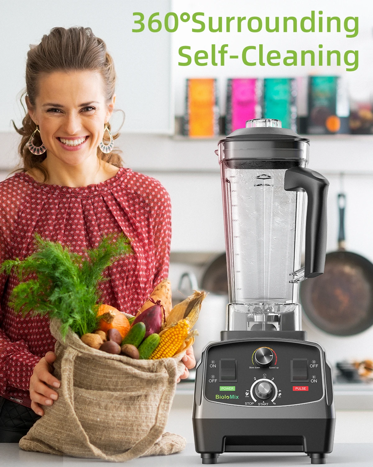 Heavy-Duty 2L Blender with Timer and BPA Free Design for Smoothies and Juicing - Image 5