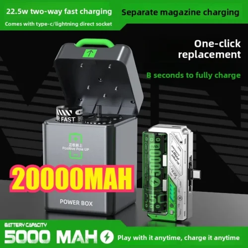 Tactical 20000mAh Power Bank with Fast Charging, Dual Ports, and LED Display