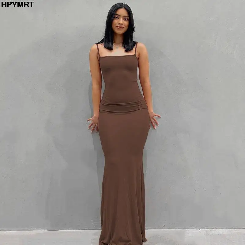 Elegant Satin Maxi Dress for Women - Sleeveless Backless Bodycon Design - Image 3