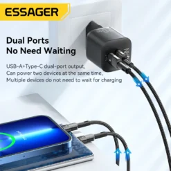 Alternative view of Essager 20W GaN USB-C Charger with Compact Design for iPhone and iPad Users