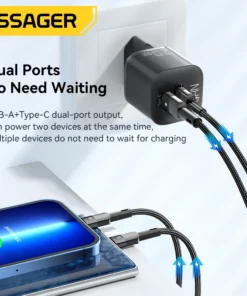 Alternative view of Essager 20W GaN USB Type C Charger PD Fast Charge Phone QC 3.0 Quick Chargers For iPhone 14 13 12 11 Pro Max Mini iPad Charging