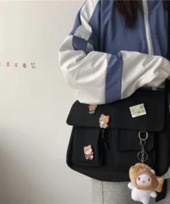 Women Simple Messenger Bag Casual Satchel Ladies Handbags Shoulder Bag Pouch Girls Sweet Printed Canvas Cross School Bags Purses