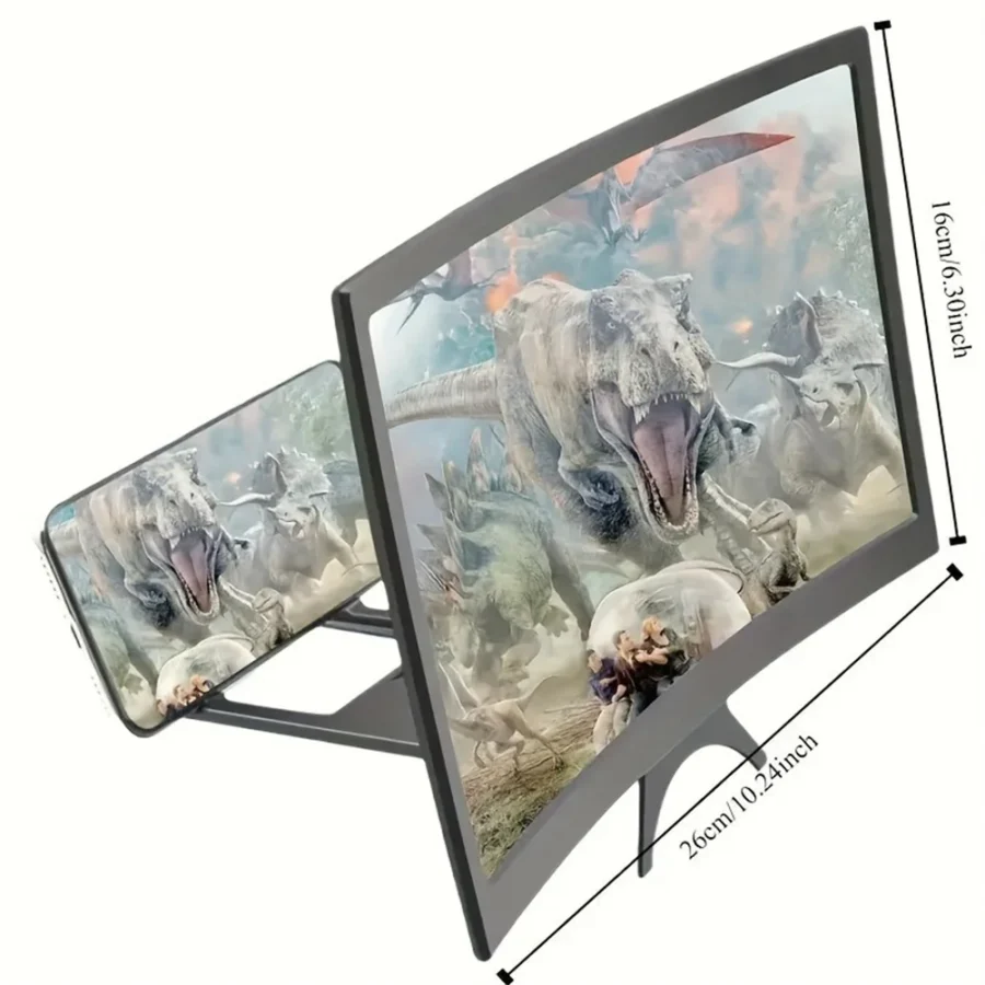 3D HD Magnifier 12 Inch Large Screen Amplifier Curved Screen Mobile Phone Screen Magnifier Smartphone Video Amplifier Holder - Image 6