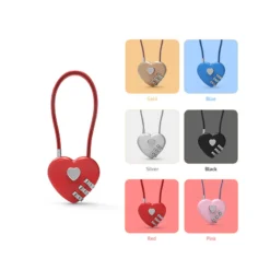 Zinc Alloy Love Lock Heart Combination Lock for Bags and Trolley Boxes