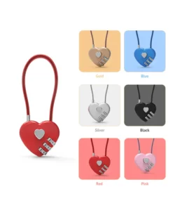 Love Lock Heart Combination Lock - Zinc Alloy for Bags and Trolley Boxes