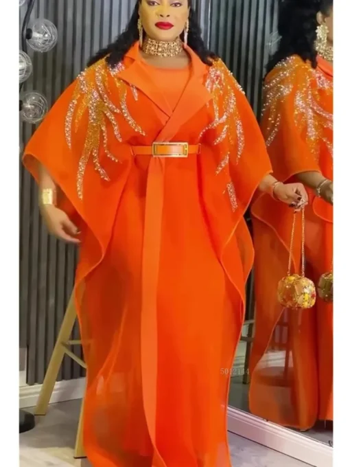 Plus Size Dashiki Gown Set for Women - Evening Party Dress with Elegant Design - Image 2