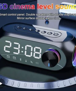 Bluetooth Alarm Clock Radio with Portable Subwoofer and Speaker Lamp