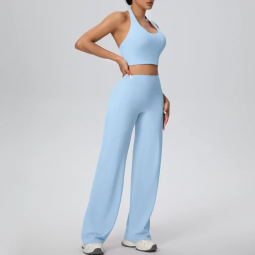 Backless Yoga Set with Breathable Fabric - Lightweight Pants for Women - Image 2