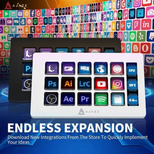 AJAZZ AKP153E Multifunctional Console Panel Desktop Assistente 15 Macro Keys Trigger Actions Custom Mini Keyboard