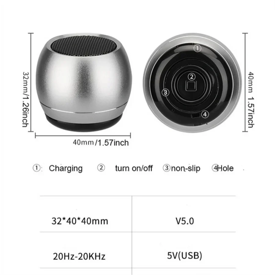 Mini Bluetooth Portable Speaker - Wireless Metal Subwoofer with Dual Pairing - Image 6