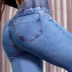 Alternative view of High Waist Button Front Jeans with Elegant Design for Women
