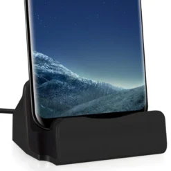 Alternative view of USB Dock Charger for iPhone 15 Pro Max and Samsung Galaxy Series with Micro Cradle Stand
