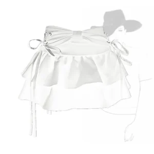 Denim Mini Skirt with Bow - A-line Vintage Kawaii Summer Fashion for Women - White, S