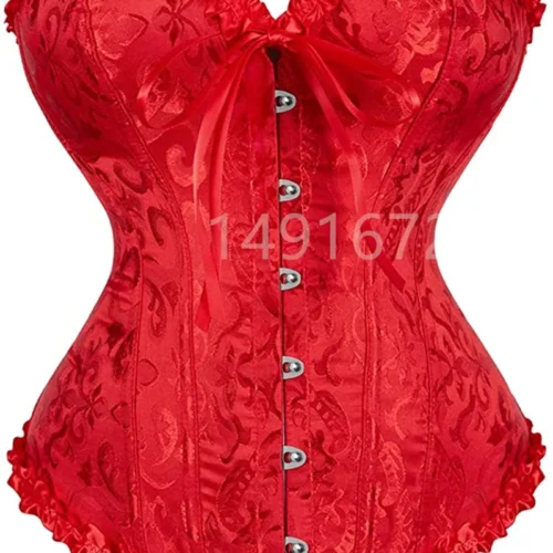 Sapubonva Red Corset Bustier Top Women Victorian Sexy White Black Green Vintage Flower Overbust Plus Size Lingerie Corselet