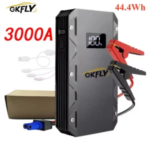 Jump Starter for Diesel and Gas Vehicles - Portable 12V Emergency Battery Charger - 3000A with BOX