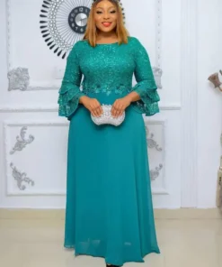 Alternative view of Plus Size African Dashiki Maxi Dress for Women - Elegant Ankara Lace Wedding Gown