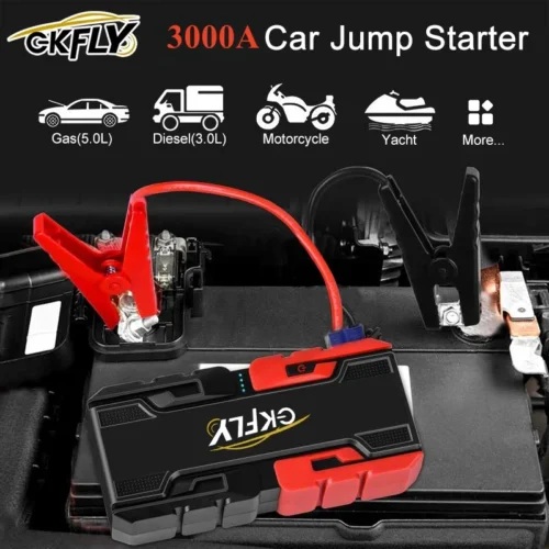 Alternative view of GKFLY 3000A Car Jump Starter 44.4Wh Power Bank Portable Starting Device Car Battery Charger Booster Buster for Diesel Petrol