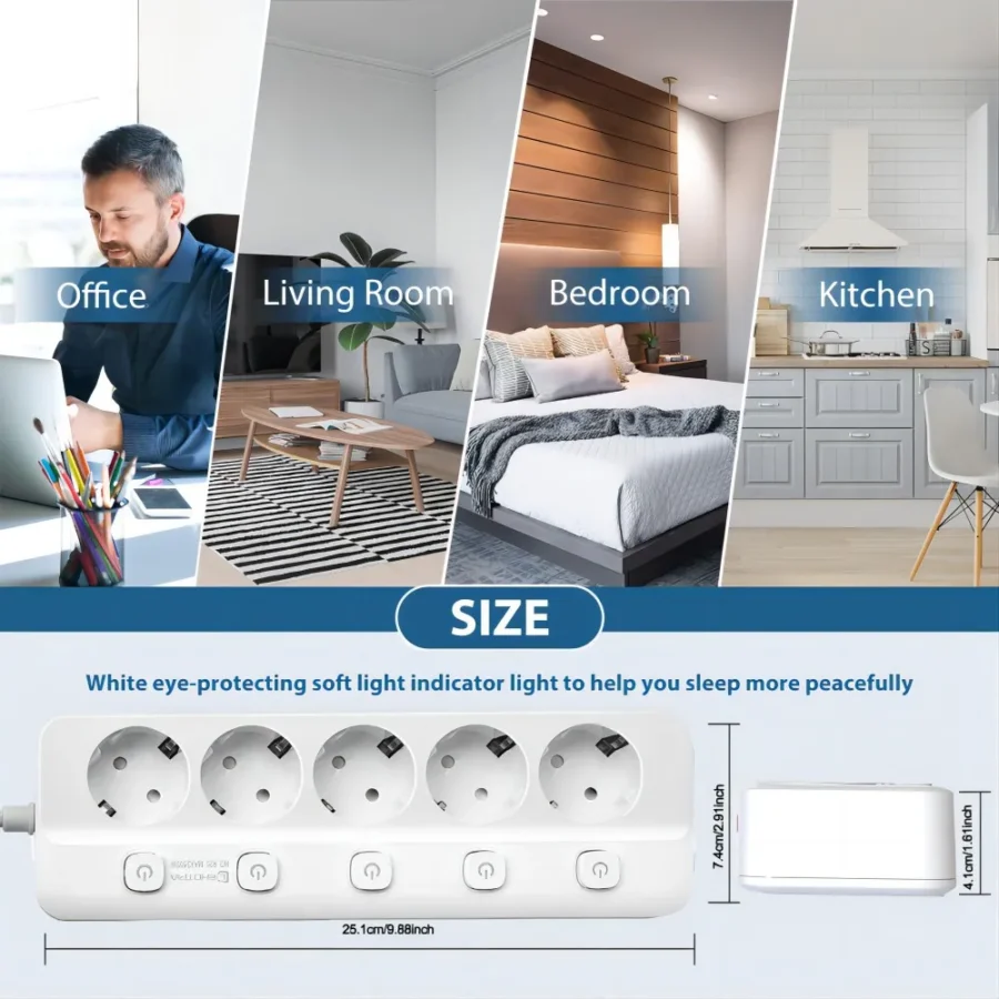 Power Strip EU Plug AC Outlets Multitap Socket Extension Cord Electrical Independent control switch Network Filter Adapter - Image 6