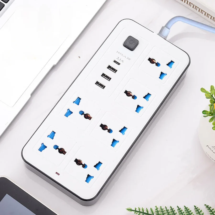 Universal Power Strip TypeC USB Port Outlet Power Strip 2M Extension Cord AC Power Socket Charge Electrical Socket EU US UK Plug - Image 2