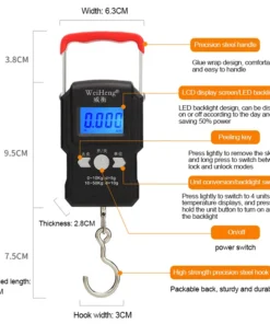Alternative view of Portable Hanging Hook Scale 50Kg/5g LCD Digital Display Handheld Mini Electronic Weighting Scale Fishing Travel Luggage Scale