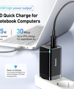 Alternative view of Baseus 65W GaN Charger Quick Charge Type C PD QC Charger USB Charger Portable Fast Charger For Laptop iPhone 17 16 15 14 13 Pro