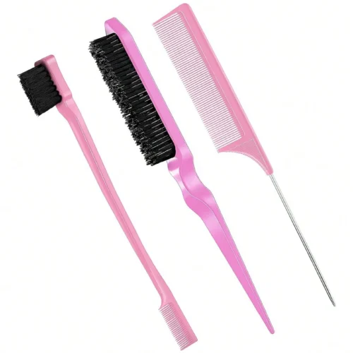 Alternative view of 3pcs styling comb set with triple tear hair brush mouse tail comb edge brush,salon hair styling tool Special for real hair wigs