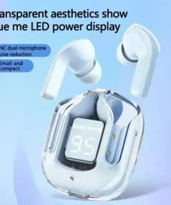 TWSHK3 Wireless Bluetooth Earphone Noise Canceling HiFi Stereo Sport Headphones with Digital Display Transparent Charging Case