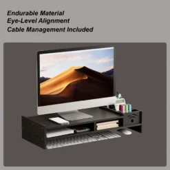Alternative view of Computer Monitor Stand with 2-Tier Design and 4.3 Inch Height for Home Office Use