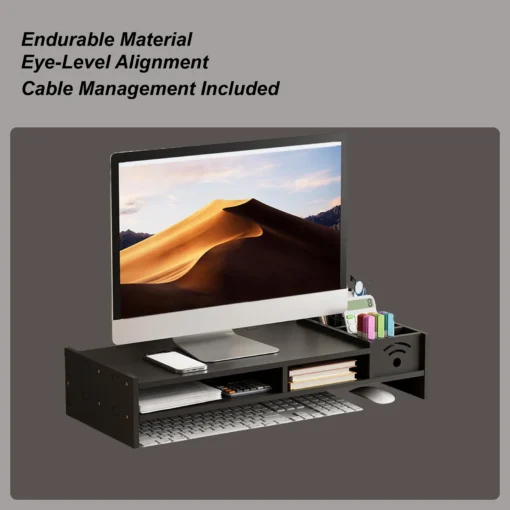Computer Monitor Stand with 2-Tier Design and 4.3 Inch Height for Home Office Use - Image 2