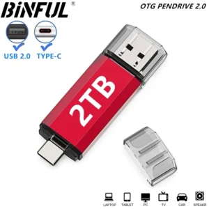 2TB Type-C USB Flash Drive with High Speed and Key Chain for Easy Portability - 256GB, black