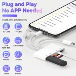 Alternative view of 5-in-1 USB C/Lightning Card Reader with SD and Micro SD for iPhone and iPad