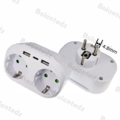 EU Wall Socket USB Power Strip with 2 AC Outlets, 250V 16A for European Standard Use