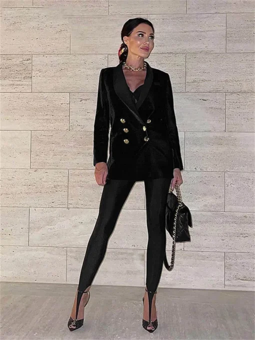 High-Waisted Skinny Pants with Glitter Detail for Women in Black - Image 5