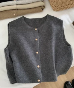 Autumn New Women Cardigan Korean Elegant Knitted Sleeveless Female Casual Sweater Tanks Fashion New Slim Ladies Casual Tops