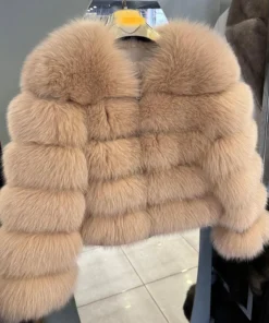 Alternative view of QUEENTINA Women's Brown Fox Fur Coat - Real Leather Outerwear