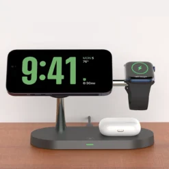 3-in-1 Wireless Charger Stand with Fast Charging for iPhone, Apple Watch, and AirPods