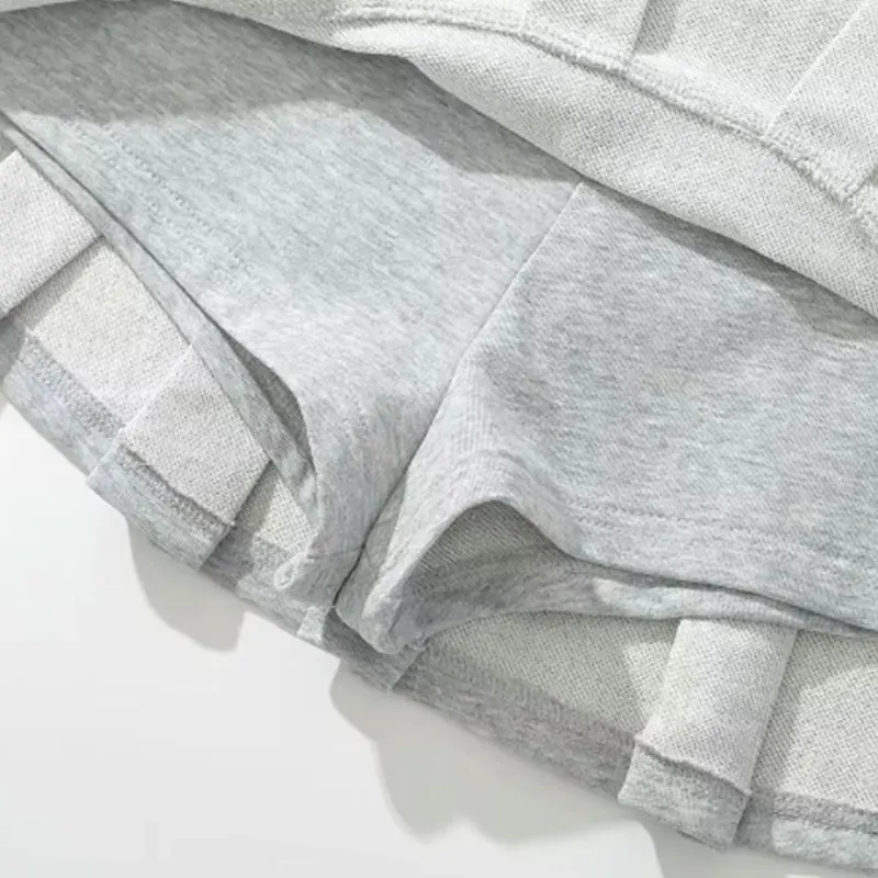 Mooyufon Women's Light Grey Mini Skirt - Vintage A-Line Pleated Design - Image 6