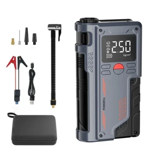 Car Emergency Jump Starter with 1000A Peak Current and Digital Tire Inflator for Vehicles - Image 3