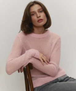 Alternative view of Tornova Mohair Knit Sweater Women's Long Sleeves O-Neck Pullover Sweater Lady Loose See Through Top Solid Casual Summer Fashion