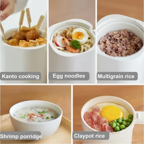 Alternative view of Mini Rice Cooker - 800ml Ceramic, Non-Stick, Electric Lunch Box for Travel and Office Use