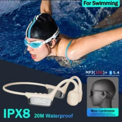 Bone Conduction Headphones with Bluetooth 5.4, IPX8 Waterproof for Swimming and Sports, Supports MP3 Player with 32G RAM